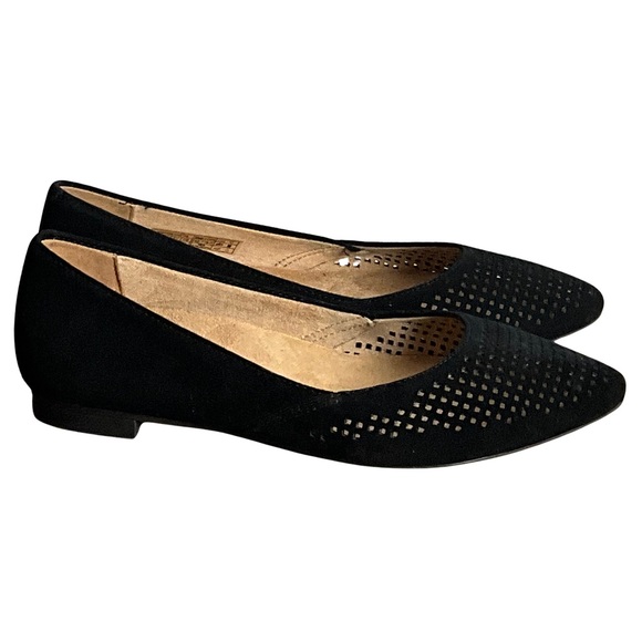 Vionic Shoes - Vionic Posey Black Perforated Suede Ballet Flat, New in Box